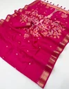 Blue Taxi By Rajtex Satin Linen Handloom Silk Saree
